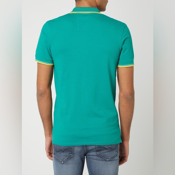 Selected Homme Bright Ocean Green Blue Yellow Polo - Picture 3 of 9